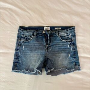 Kensie Distressed Frayed Hem Blue Jean Shorts